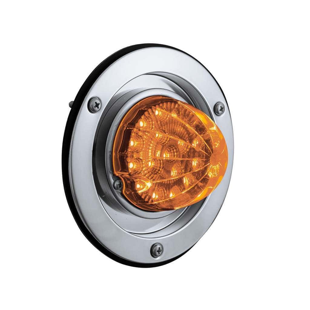 17 LED Dual Function Watermelon Reflector Sleeper Bunk Kit With 304 SS Bezel-Amber LED/Amber Lens