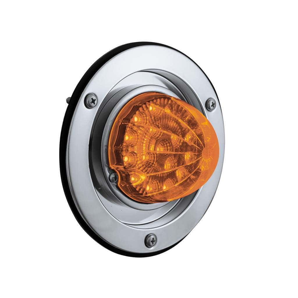 17 LED Dual Function Watermelon Reflector Sleeper Bunk Kit With 304 SS Bezel-Amber LED/Amber Lens