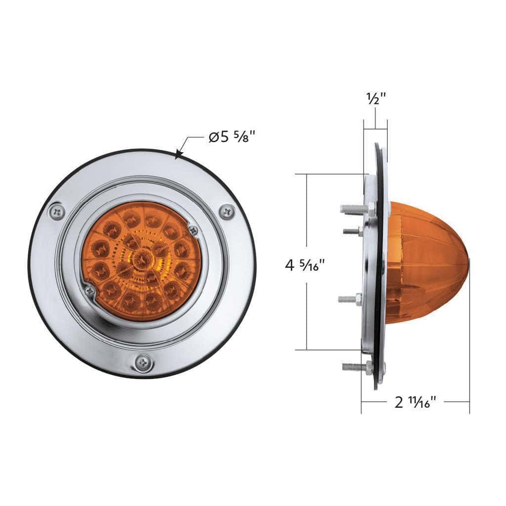 17 Led Dual Function Watermelon Reflector Sleeper Bunk Kit With 304 Ss Bezel-Amber Led/Amber Lens 9 17 LED Dual Function Watermelon Reflector Sleeper Bunk Kit With 304 SS Bezel-Amber LED/Amber Lens