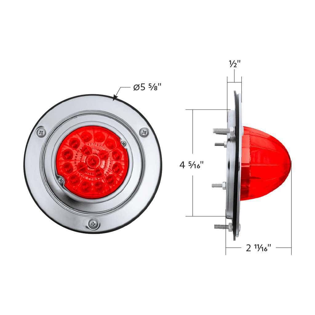 17 Led Dual Function Watermelon Reflector Light Sleeper Bunk Kit With 304 Ss Bezel-Red Led/Red Lens 9 17 LED Dual Function Watermelon Reflector Light Sleeper Bunk Kit With 304 SS Bezel-Red LED/Red Lens