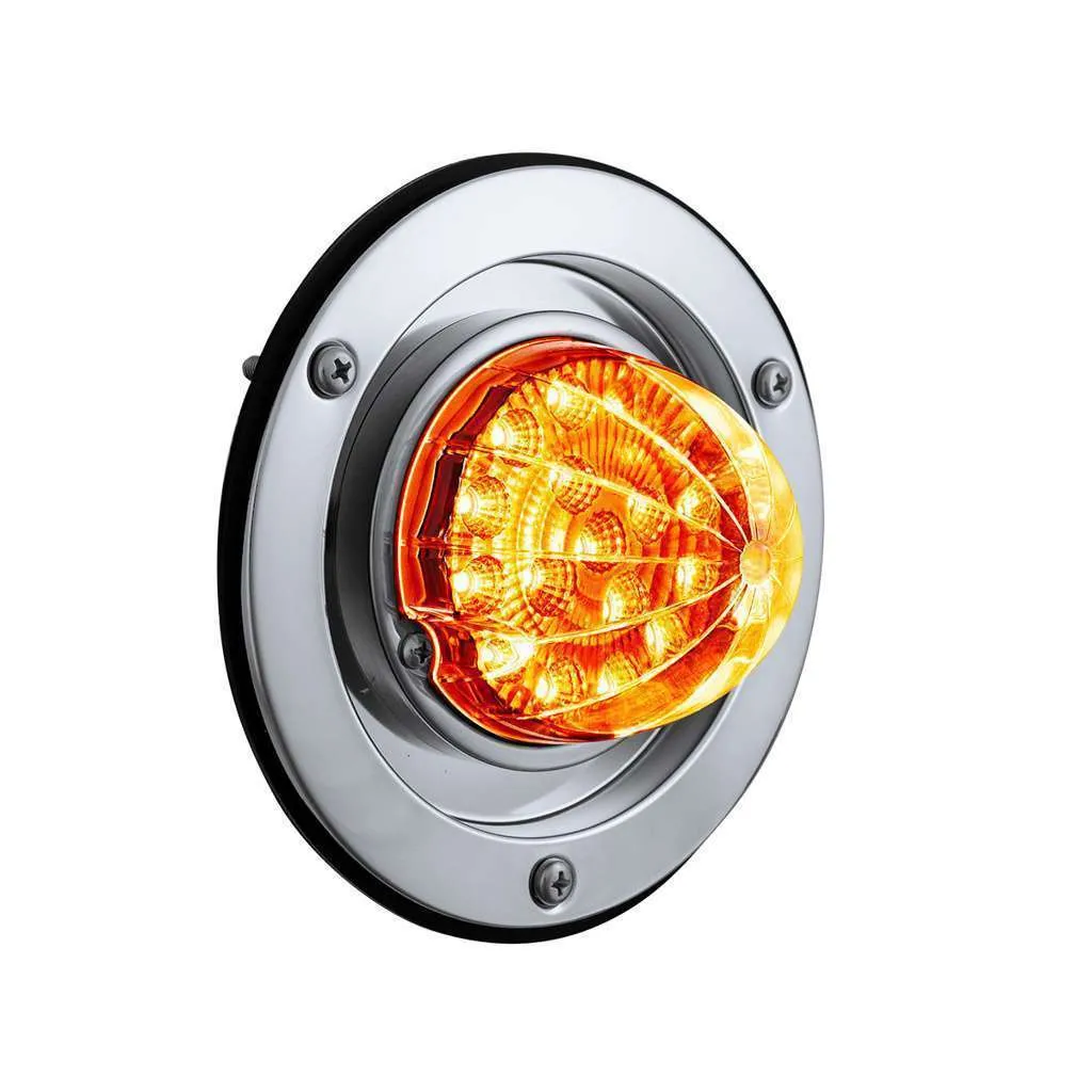 17 LED Dual Function Watermelon Reflector Light Sleeper Bunk Kit With 304 SS Bezel-Amber LED/Clear Lens