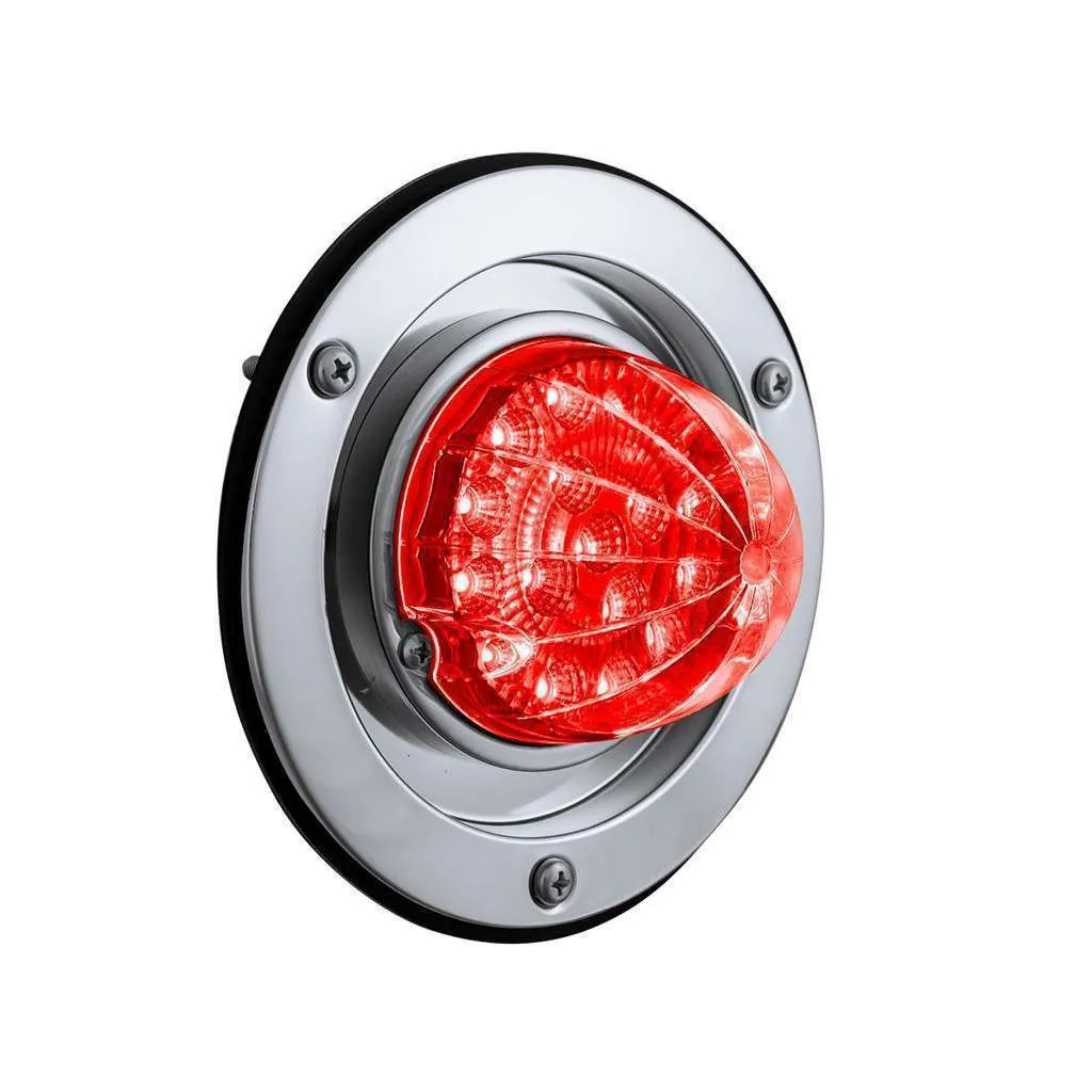 17 LED Dual Function Watermelon Reflector Light Sleeper Bunk Kit With 304 SS Bezel-Red LED/Clear Lens
