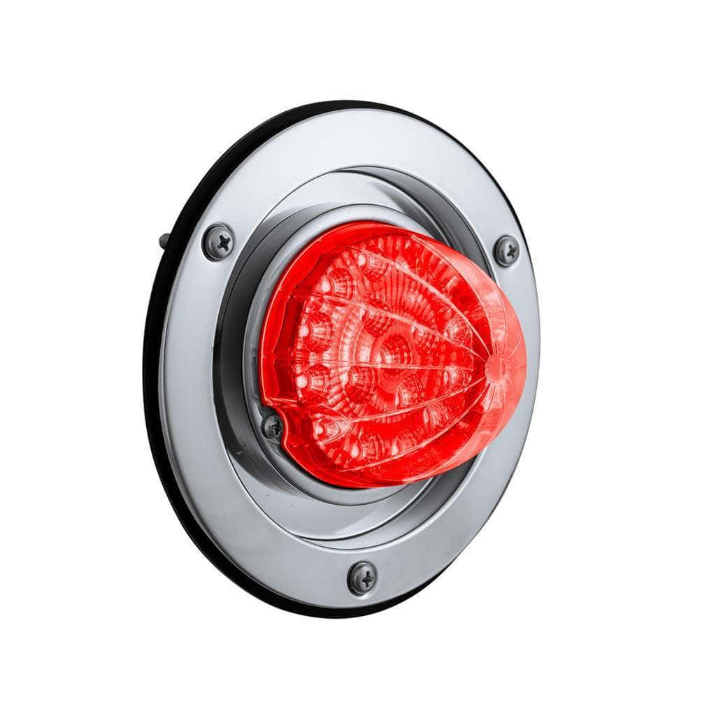 17 LED Dual Function Watermelon Reflector Light Sleeper Bunk Kit With 304 SS Bezel-Red LED/Clear Lens