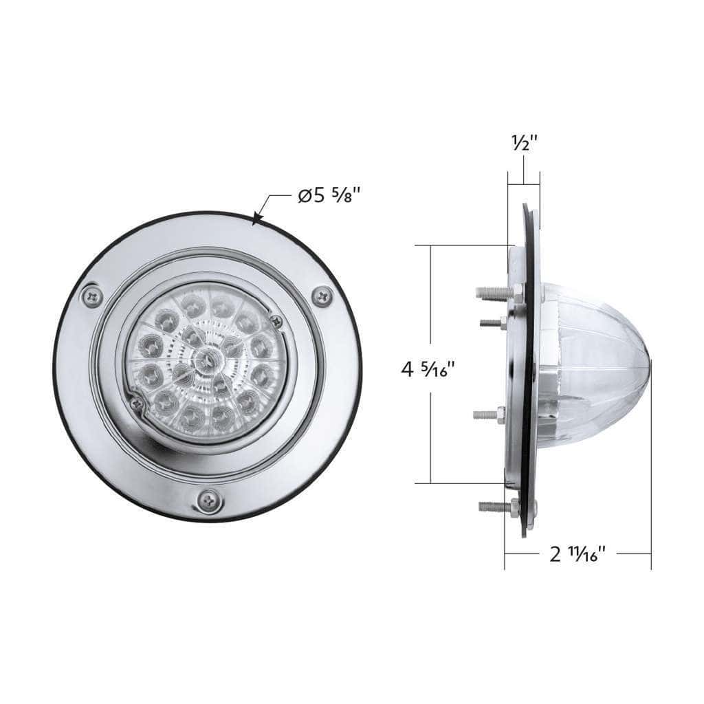17 Led Dual Function Watermelon Reflector Light Sleeper Bunk Kit With 304 Ss Bezel-Red Led/Clear Lens 9 17 LED Dual Function Watermelon Reflector Light Sleeper Bunk Kit With 304 SS Bezel-Red LED/Clear Lens