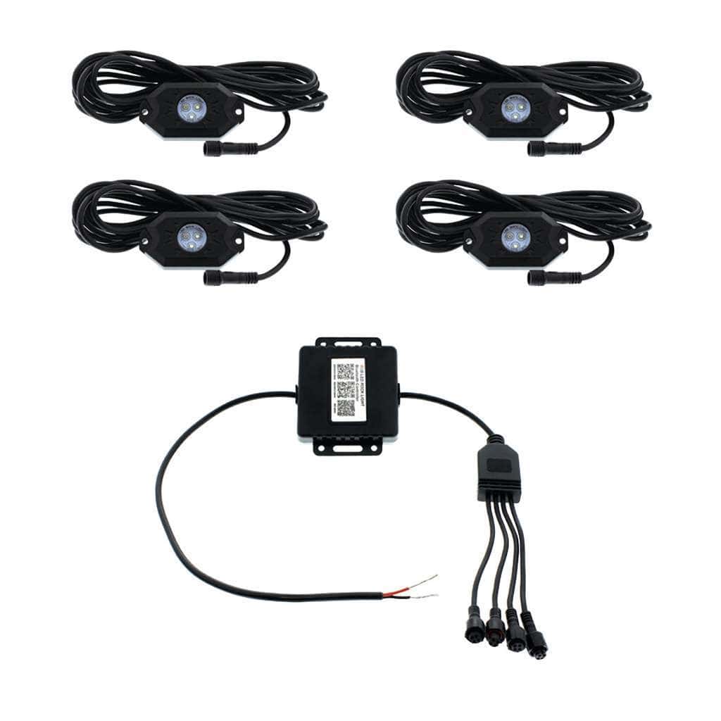 RGB Multi-Color 500 Lumen LED Rock Light 4-Piece Kit