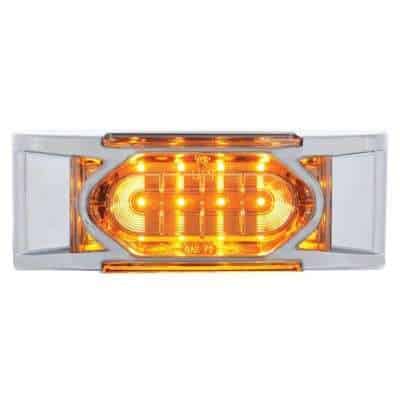 16 LED Reflector Light (Clearance/Marker) With Chrome Bezel - Amber LED/Clear Lens