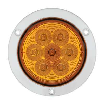 7 LED 4" SS Flange Turn Signal Light - Amber LED/Amber Lens