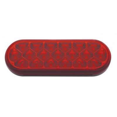 19 LED 6" Oval Reflector Light (Stop, Turn & Tail) - Red LED/Red Lens