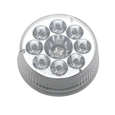 9 LED 2-1/2" Round Pure Reflector Light (Clearance/Marker) - Amber LED/Clear Lens