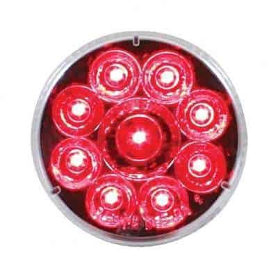9 LED 2-1/2" Round Pure Reflector Light (Clearance/Marker) - Red LED/Clear Lens