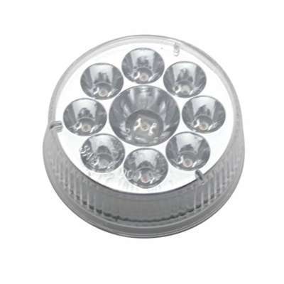 9 LED 2-1/2" Round Pure Reflector Light (Clearance/Marker) - Red LED/Clear Lens