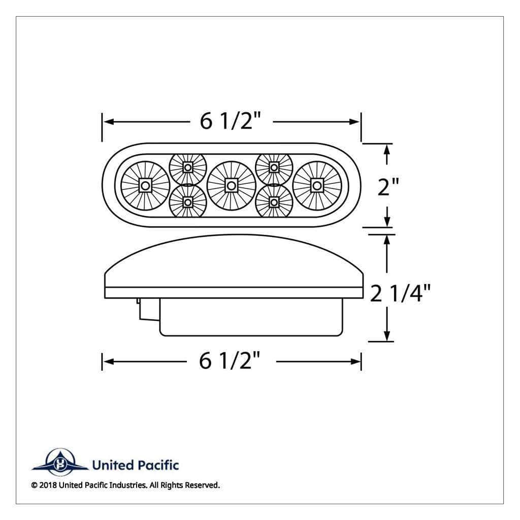 7 LED 6" Oval Reflector Light (Stop, Turn & Tail) - Red LED/Red Lens