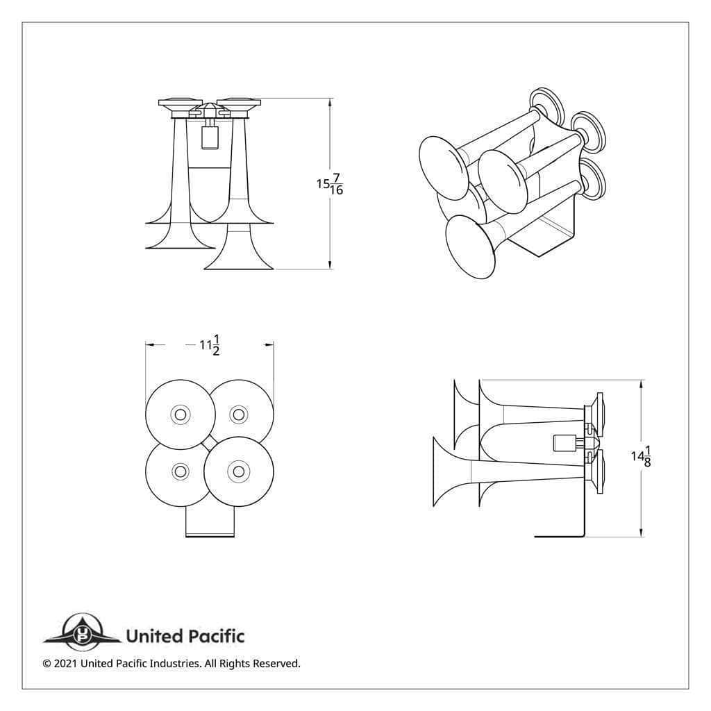 4 Trumpets Air Powered Chrome Train Horn