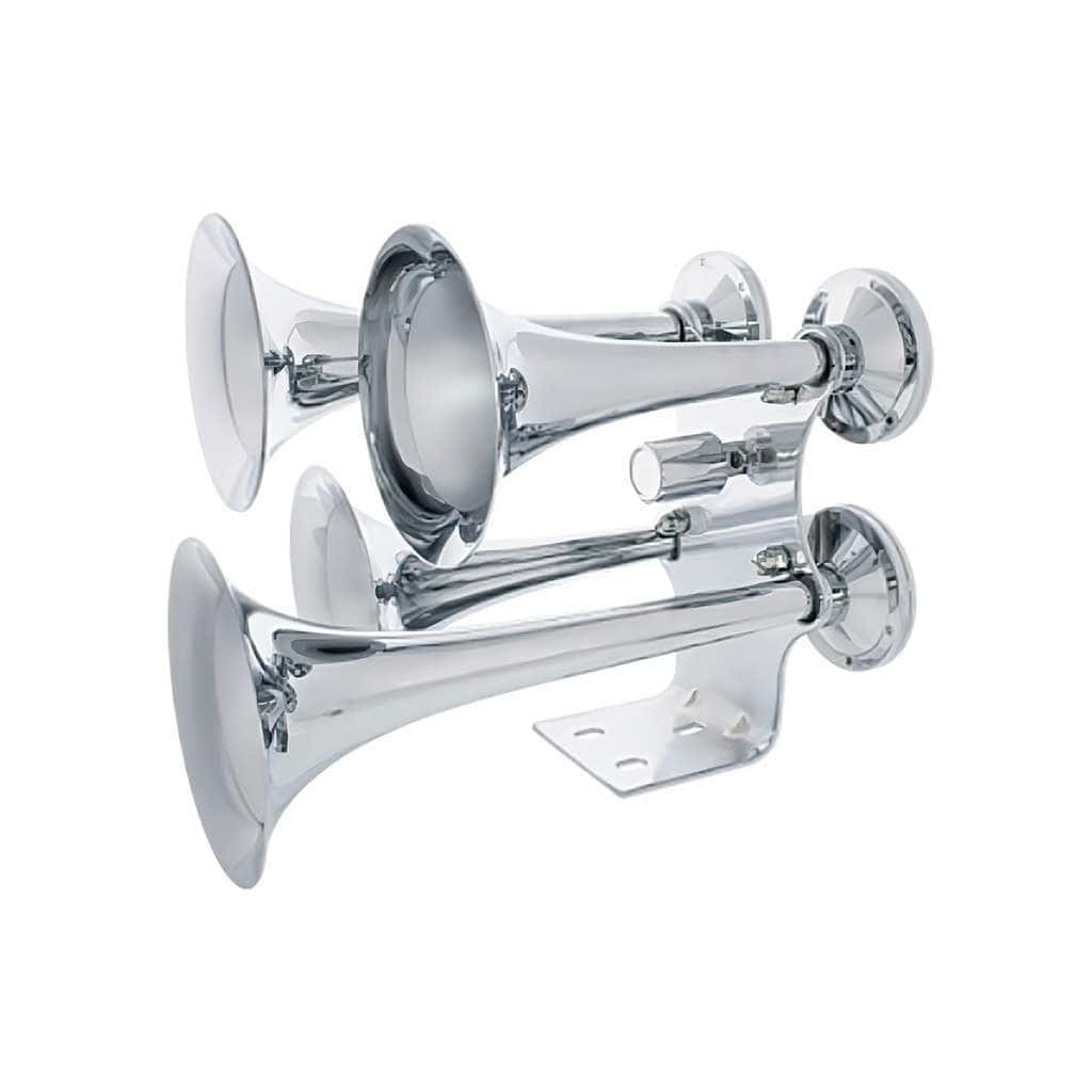 4 Trumpets Air Powered Chrome Train Horn - Competition Series