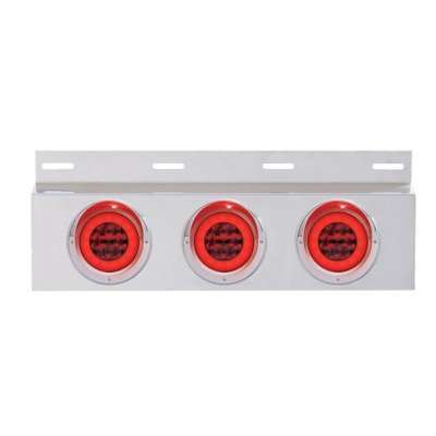 Stainless Top Mud Flap Plate With 3X 21 LED 4" GloLight & Visors (Each)