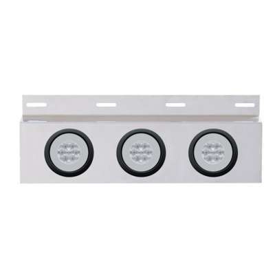 Stainless Top Mud Flap Plate With 3X 21 LED 4" GloLight & Grommets (Each)