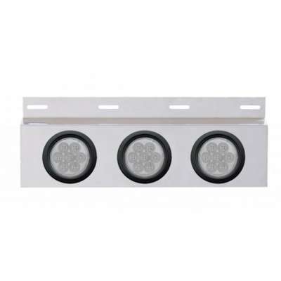 Stainless Top Mud Flap Plate With 3X 7 LED 4" Reflector Lights & Grommets (Each)