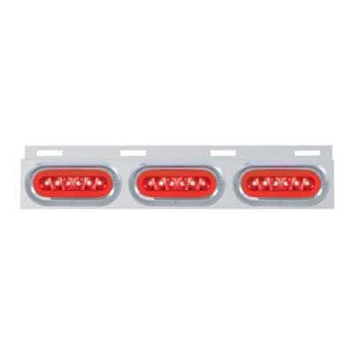 Stainless Top Mud Flap Bracket With 3X 22 LED 6" Oval GloLight & Visors (Each)
