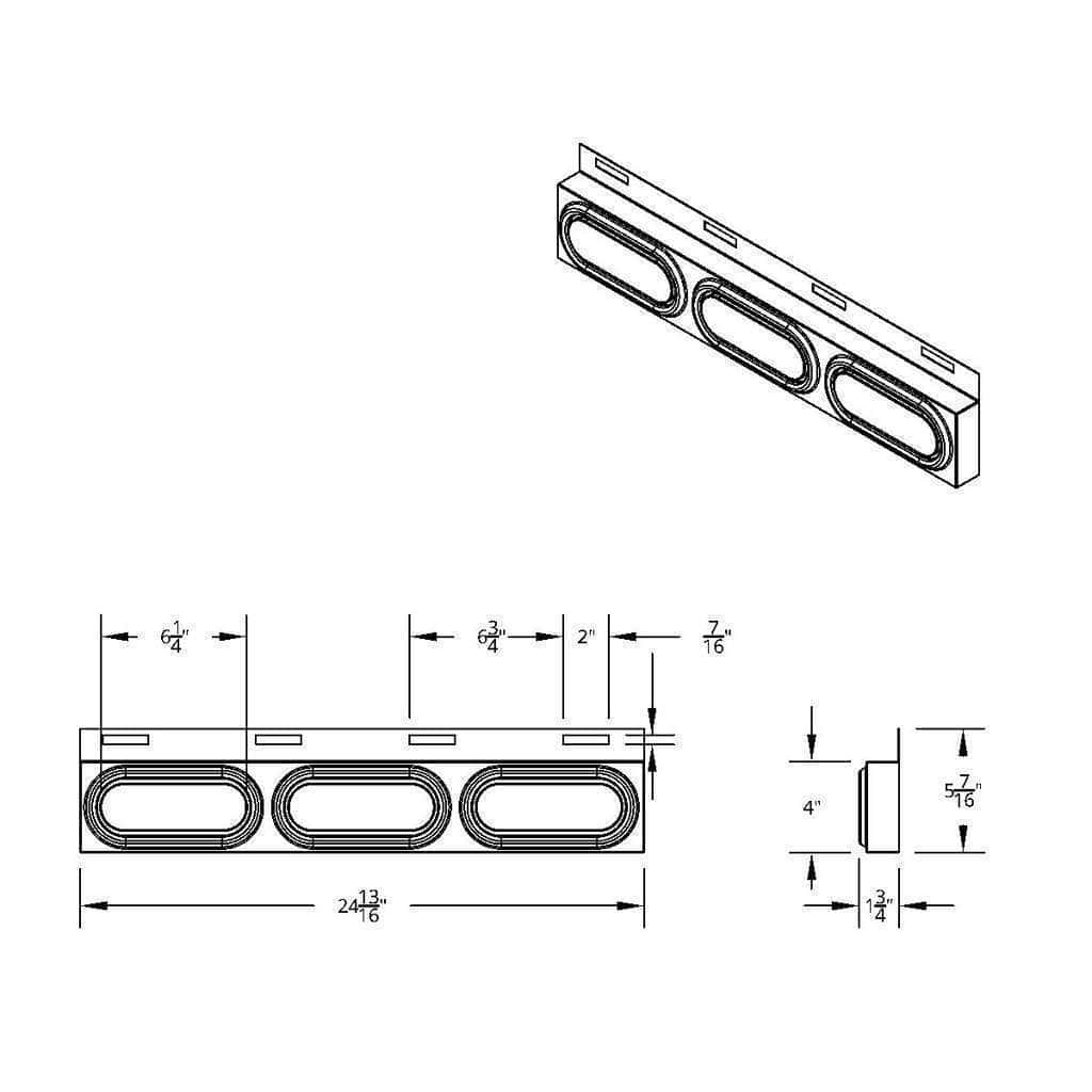 Stainless Top Mud Flap Bracket With 3X 22 Led 6&Quot; Oval Glolight &Amp; Grommets (Each) 4 Stainless Top Mud Flap Bracket With 3X 22 LED 6" Oval GloLight & Grommets (Each)