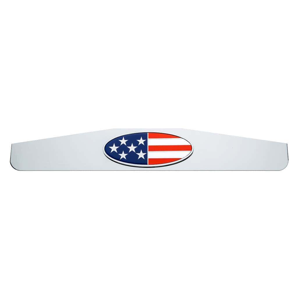 4" x 24" Chrome Bottom Mud Flap Weight With Oval USA Flag Emblem