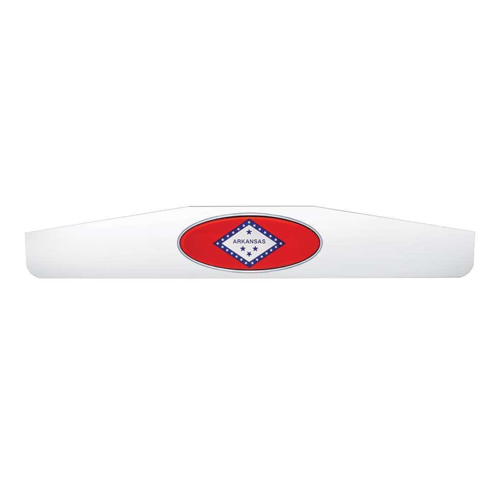4" X 24" Chrome Bottom Mud Flap Weight With Oval Arkansas Flag Emblem