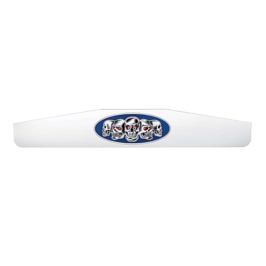 4" X 24" Chrome Bottom Mud Flap Weight With Oval Blue Skull Emblem