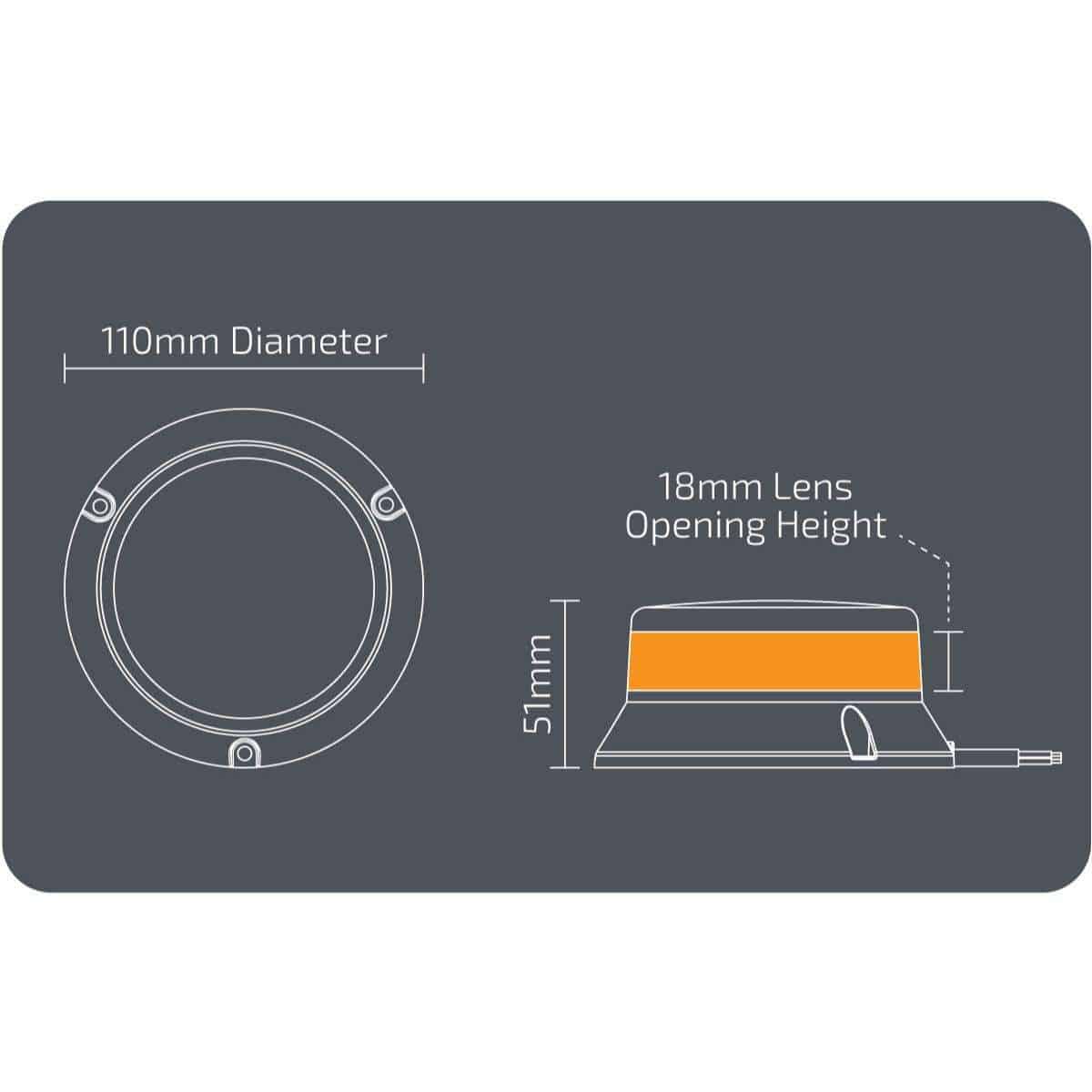NX351 – Low Profile LED Beacon | Magnetic Mount | Amber