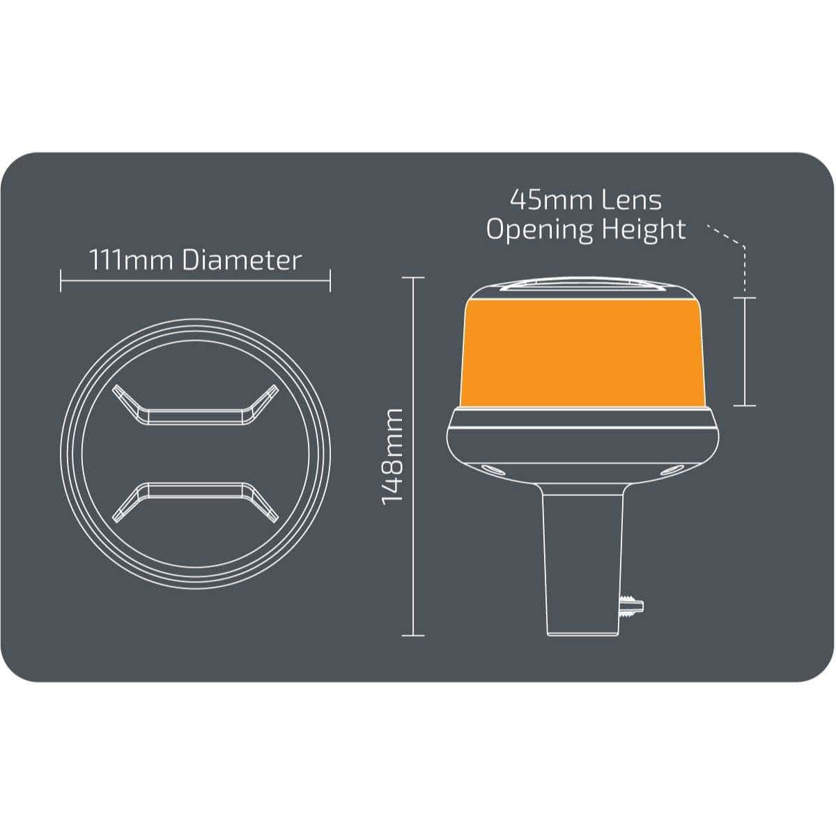 NX362 – Medium Profile LED Beacon | DIN Pole Mount | Amber