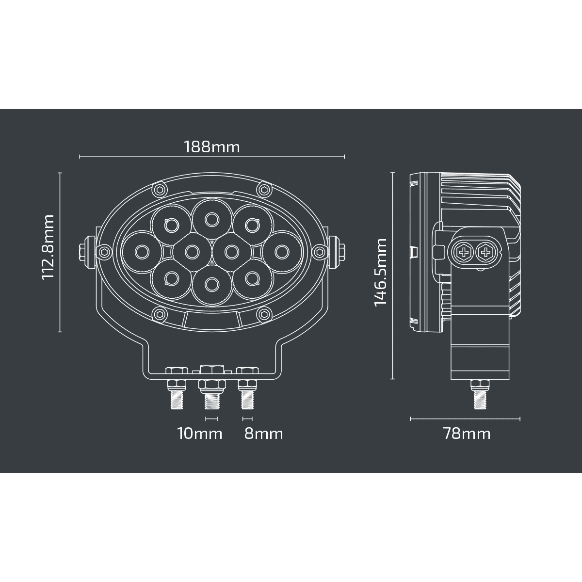 Nx555 – 7″X 4″ Led Oval Work Light 12-24V | 8000 Raw Lumen | 100W 3 NX555 – 7″x 4″ LED Oval Work Light 12-24V | 8000 Raw Lumen | 100W