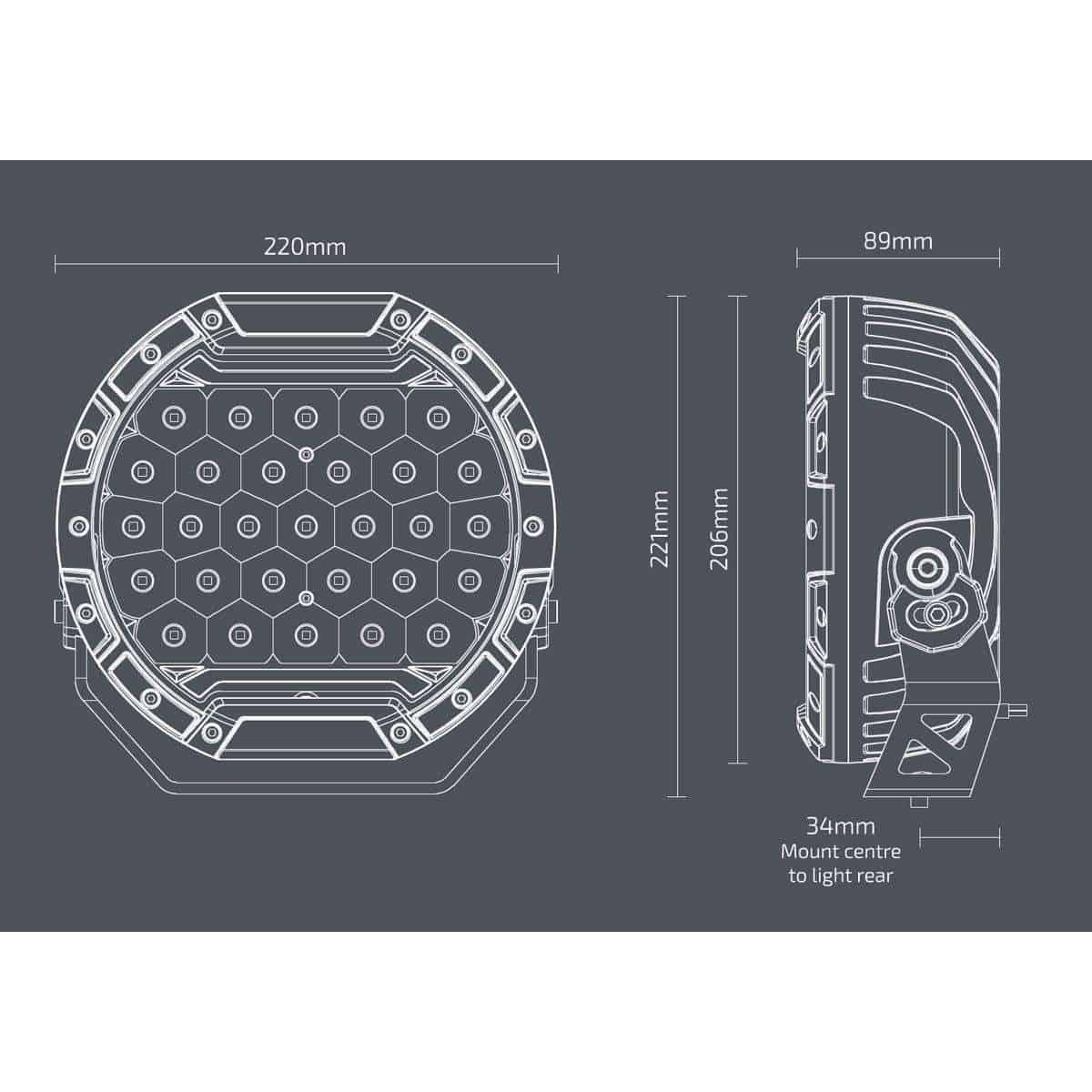 Nx930 – 8.5″ Led Driving Light With Dual-Colour Front Position Lights | 16,500 Lumens Each! (33,000 Lumens/Pair) 6 NX930 – 8.5″ LED Driving Light with Dual-Colour Front Position Lights | 16,500 Lumens! (33,000 Lumens/pair)