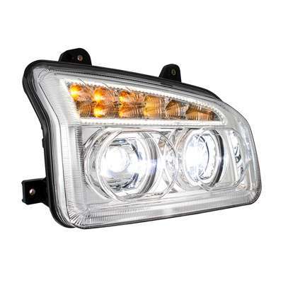 11 Led Headlight For 2015-2026 Kenworth T880, Chrome 3 11 LED Headlight For 2015-2024 Kenworth T880