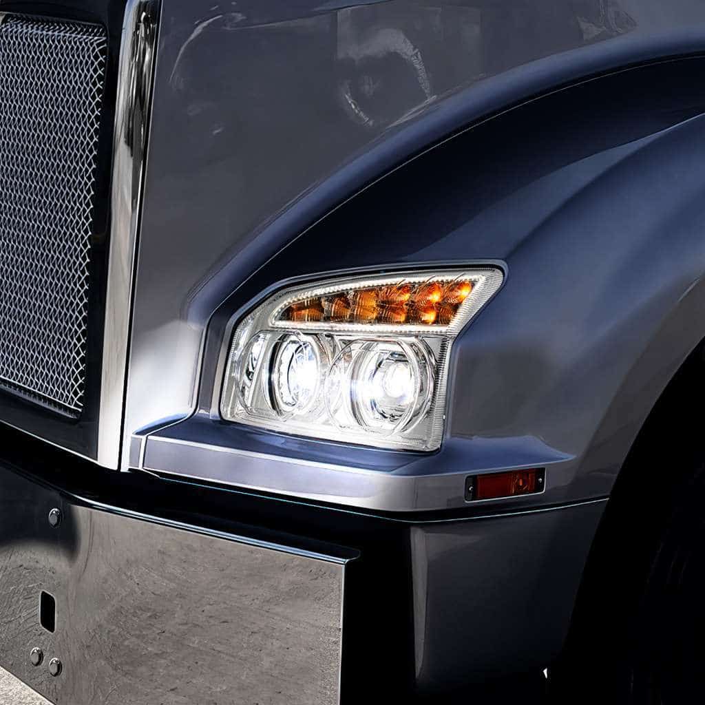 11 Led Headlight For 2015-2026 Kenworth T880, Chrome 12 11 LED Headlight For 2015-2024 Kenworth T880