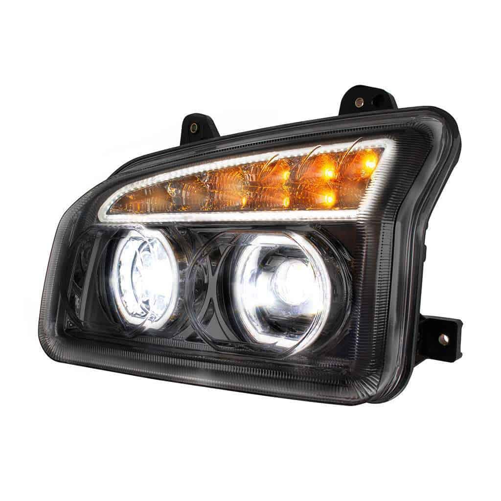 11 Led Headlight For 2015-2026 Kenworth T880, Black 7 11 LED Headlight For 2015-2024 Kenworth T880