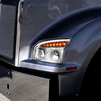 Led Headlight For 2015-2026 Kenworth T880, Chrome 13 High Power LED Headlight With LED Turn Signal & Light Bar For 2015-2025 Kenworth T880