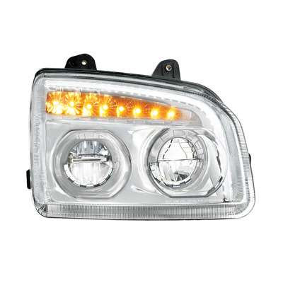 Led Headlight For 2015-2026 Kenworth T880, Chrome 3 High Power LED Headlight With LED Turn Signal & Light Bar For 2015-2025 Kenworth T880