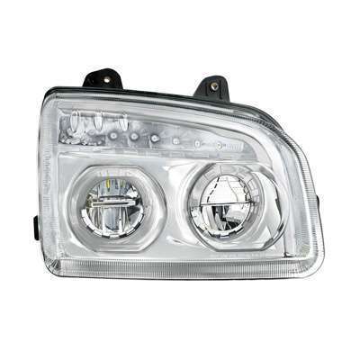 Led Headlight For 2015-2026 Kenworth T880, Chrome 4 High Power LED Headlight With LED Turn Signal & Light Bar For 2015-2025 Kenworth T880