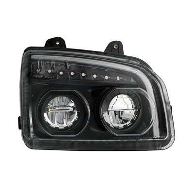 Led Headlight For 2015-2026 Kenworth T880, Black 4 High Power LED Headlight With LED Turn Signal & Light Bar For 2015-2025 Kenworth T880