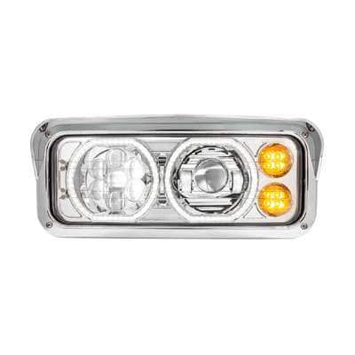 Heated Dual 4x6 LED Headlights with Halo DRL & Turn Signal (Chrome)