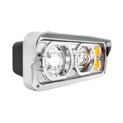 Chrome Heated Dual 4X6 Led Headlight With Drl &Amp; Turn Signal 3 High Power Heated 10 LED Headlight With LED Turn & DRL