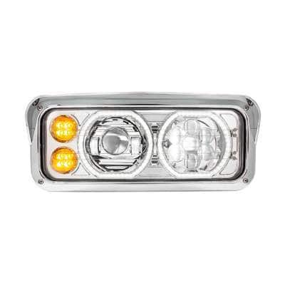 Chrome Heated Dual 4X6 Led Headlight With Drl &Amp; Turn Signal 4 High Power Heated 10 LED Headlight With LED Turn & DRL