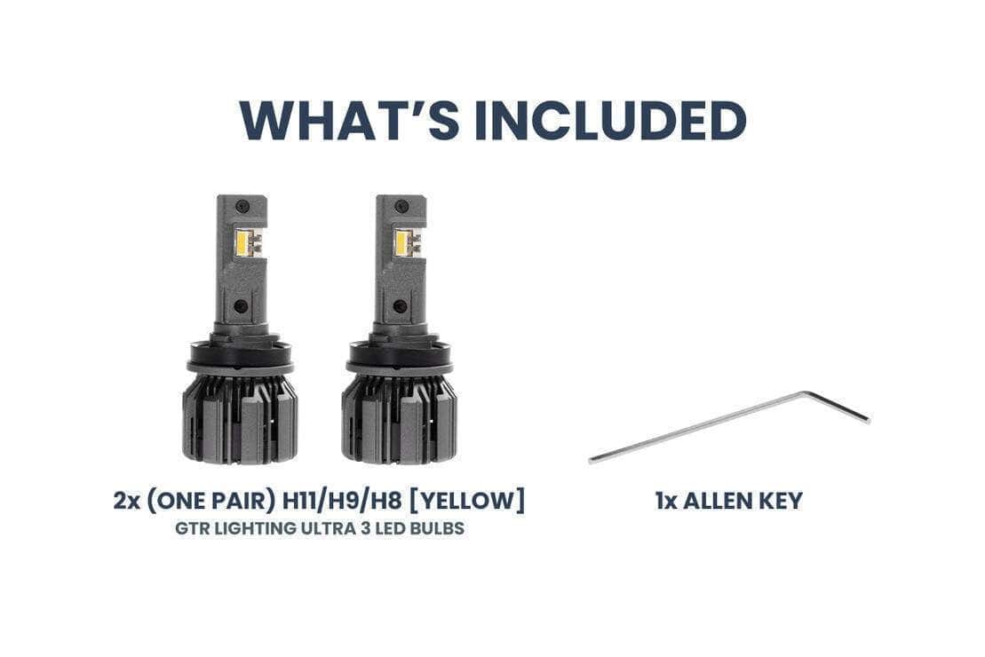 H11: Gtr Lighting Ultra 3.0 Yellow Led Bulbs 4 GTR Lighting Ultra 3.0 LED Bulbs