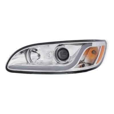 Projection Headlight W/LED Dual Function Light Bar For Peterbilt 386 (2005-2015) & 387 (1999-2010)-Chrome