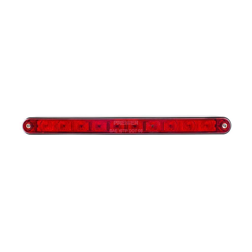 10 LED 9" Split Turn Function Light Bar With Bezel - Red LED/Red Lens