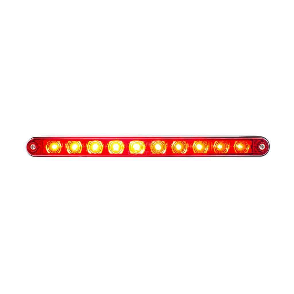 10 Led 9&Quot; Split Turn Function Light Bar With Bezel - Red Led/Red Lens 3 10 LED 9" Split Turn Function Light Bar With Bezel - Red LED/Red Lens