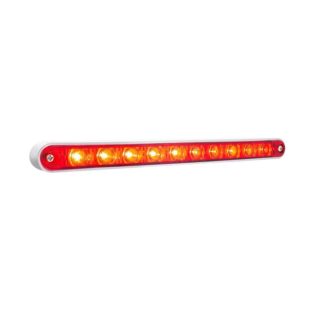 10 Led 9&Quot; Split Turn Function Light Bar With Bezel - Red Led/Red Lens 4 10 LED 9" Split Turn Function Light Bar With Bezel - Red LED/Red Lens