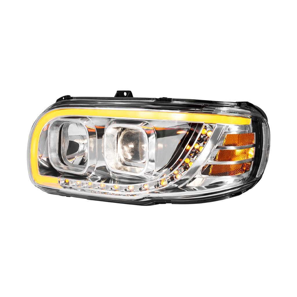 Projection Headlight With LED Turn Signal & Light Bar For 2008-2024 Peterbilt 389