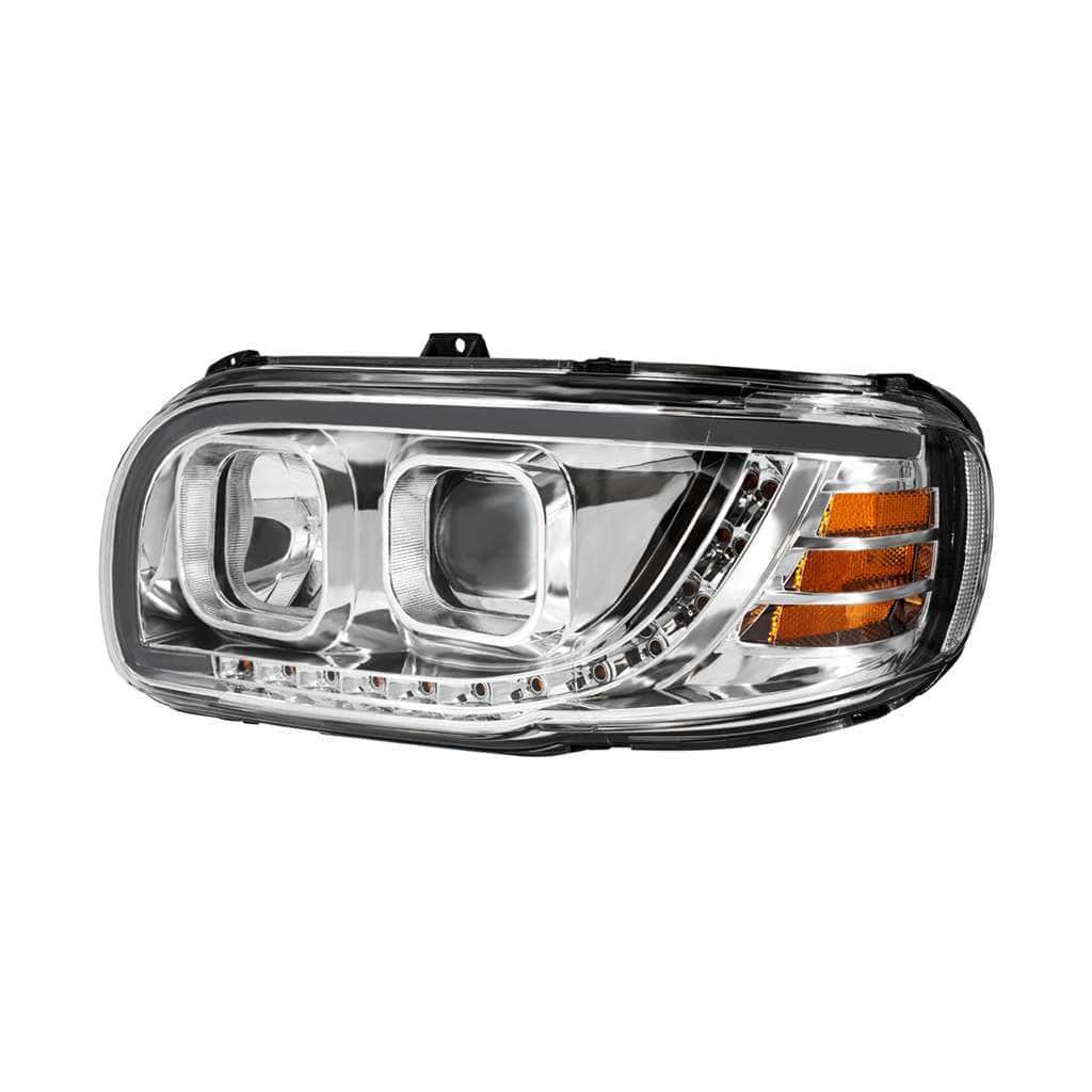 Peterbilt 389 Projection Headlights Chrome LED Light Bar