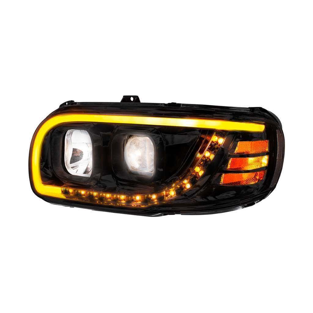 Peterbilt 389 Blackout Projection Headlights with LED Light Bar & Turn Signal