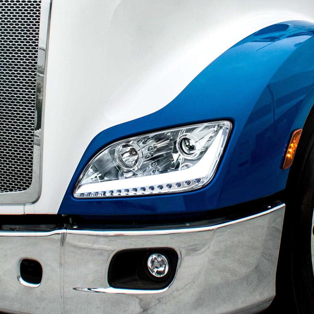 Peterbilt 579 Chrome Projection Headlights With Led Position &Amp; Sequential Signal 8 Projection Headlight With LED Position Light & Sequential Signal For 2012-2021 Peterbilt 579