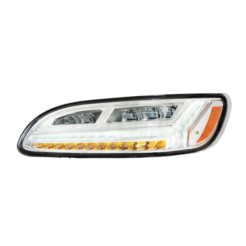 Peterbilt 386 / 387 Chrome 6-LED Headlights with DRL & Turn Signal